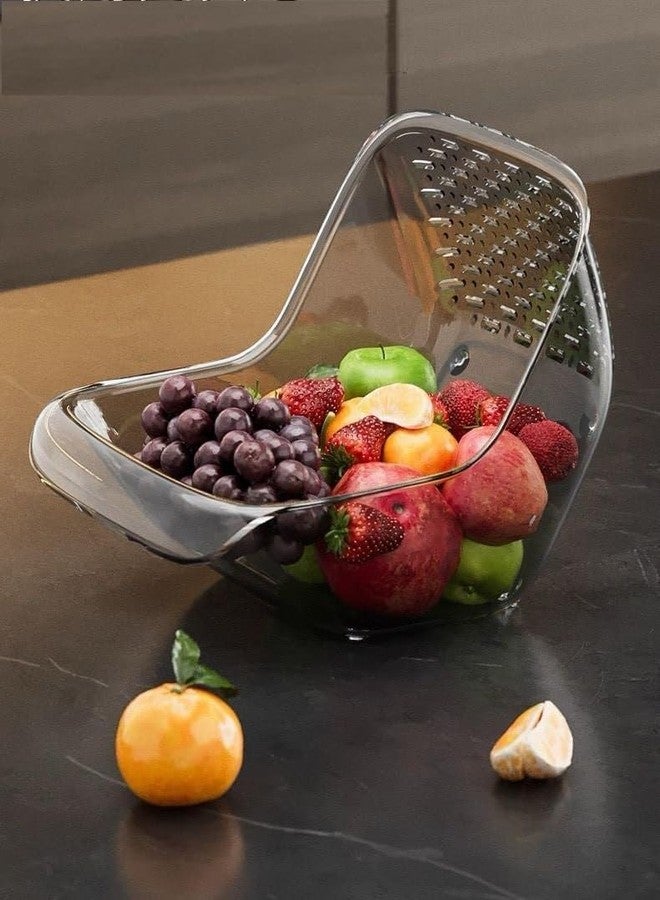 Krushika Enterprise Double Drainage Sink Basket | Dual-Layer Vegetable & Fruit Washing Bowl | Rice Strainer & Kitchen Organizer | Easy Drain Design | Multipurpose Home Use - Image 3