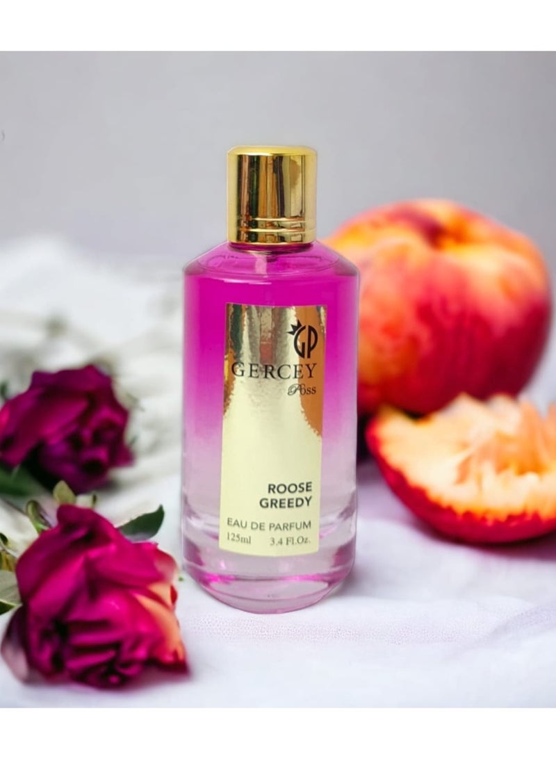 Roose Greedy perfume from the Gercey Poss brand, with an "Eau de Parfum" concentration and a size of 125 ml.