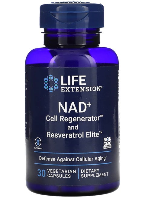 NAD+ Cell Regenerator and Resveratrol Elite, 30 Vegetarian Capsules