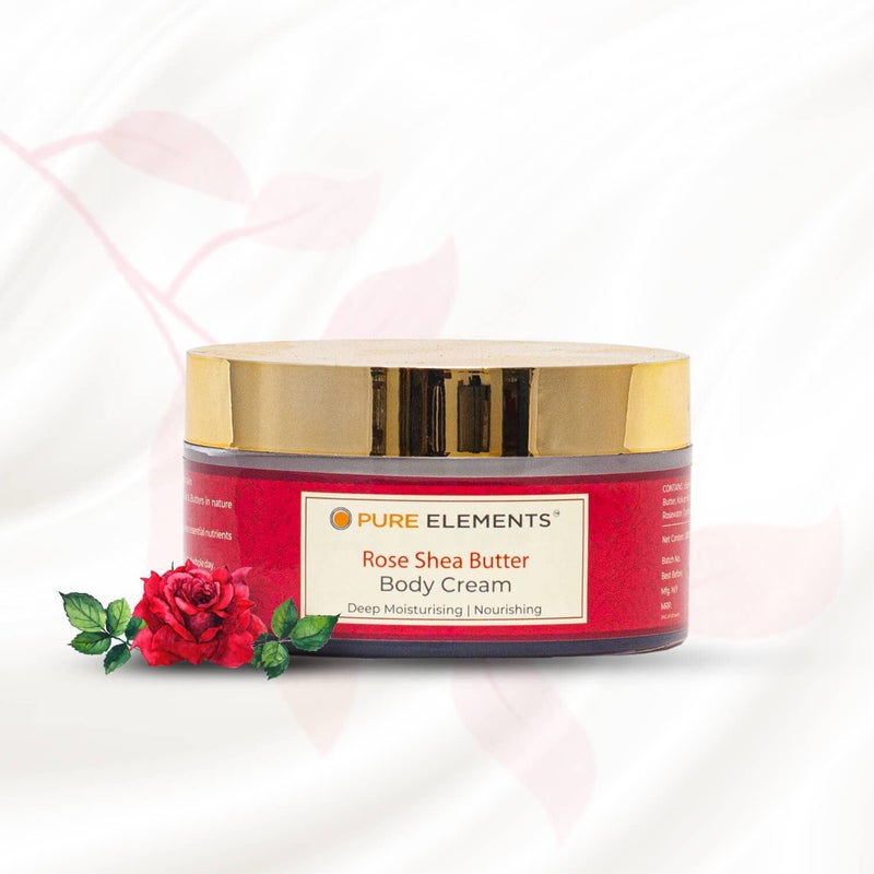 PURE ELEMENTS Rose Shea Butter Body Cream Enriched With Rose Oil And Shea Butter No Mineral Oil Made With Natural Ingredients - Image 1