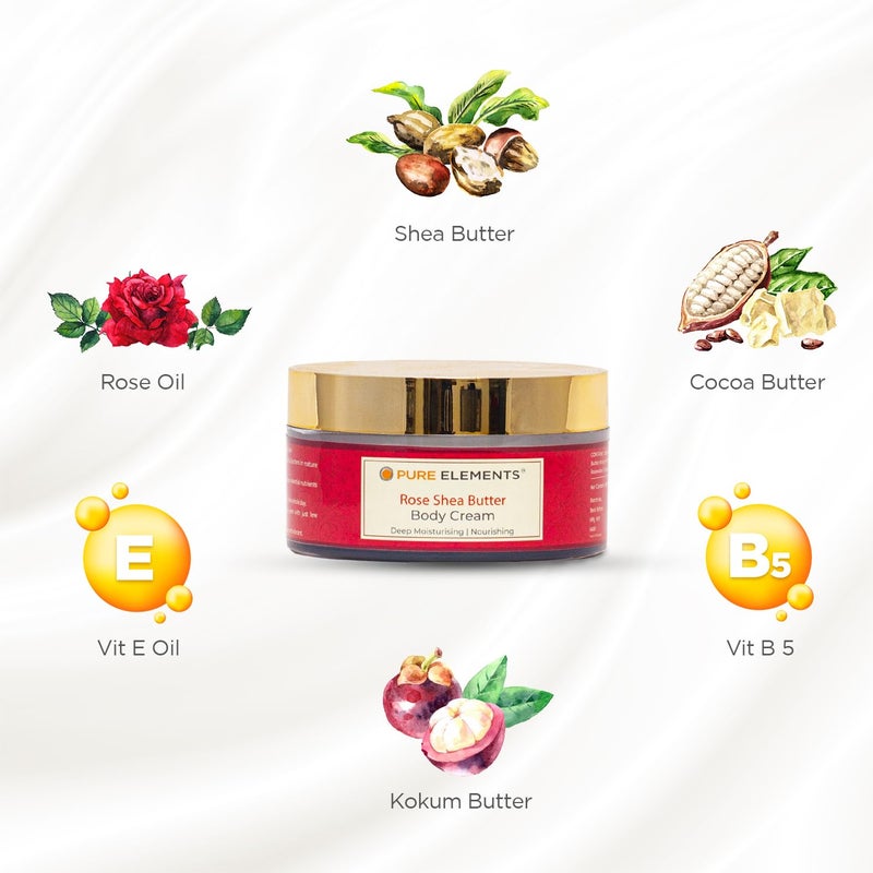 PURE ELEMENTS Rose Shea Butter Body Cream Enriched With Rose Oil And Shea Butter No Mineral Oil Made With Natural Ingredients - Image 2