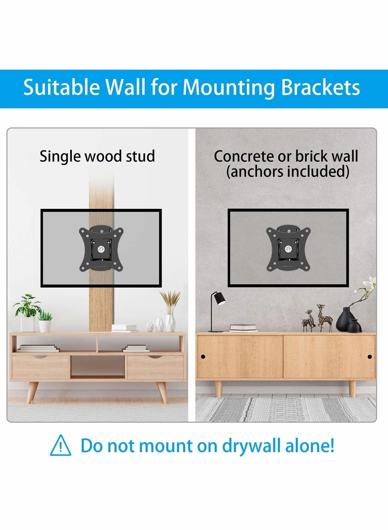 Y&D Small TV Monitor Wall Mount Bracket with Adjustable Tilt Swivel for 13-27 Inch LED LCD Flat Curved Screen TVs and Monitors - VESA Up to 100x100mm,Weight Capacity 22lbs - Image 4