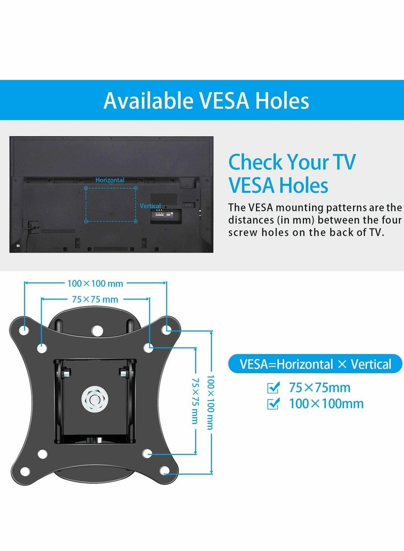 Y&D Small TV Monitor Wall Mount Bracket with Adjustable Tilt Swivel for 13-27 Inch LED LCD Flat Curved Screen TVs and Monitors - VESA Up to 100x100mm,Weight Capacity 22lbs - Image 3