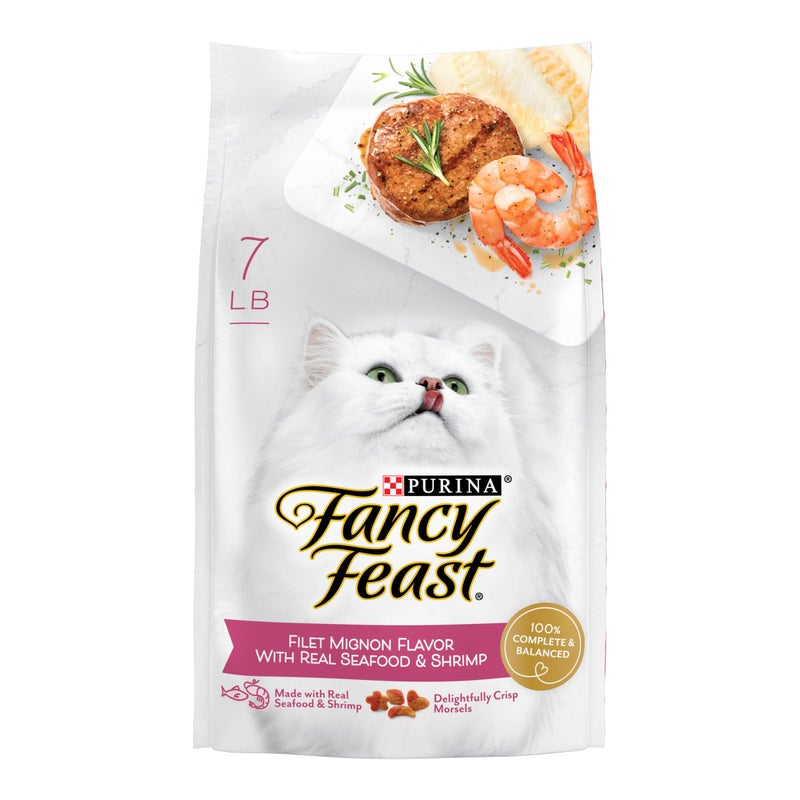 Fancy Feast Purina Filet Mignon Flavor with Real Seafood & Shrimp Dry Cat Food (7 Ounce (Pack of 1)) - Image 1