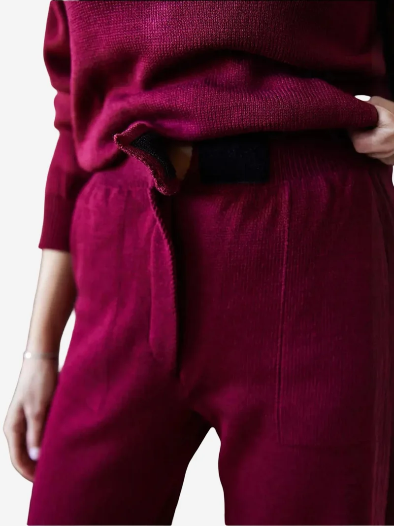 Bianco Lucci LUCCI Ribbed Knit Co-Ord Set with Crew Neck