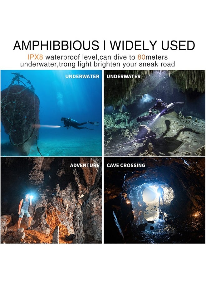 Garlo Diving Flashlight Dive Torch 2000 Lumen Waterproof Underwater XM-L2 LED Submarine Lights Holder with Rechargeable Battery,Charger for Under Water Deep Sea Cave at Night  - Image 5
