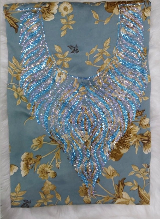 الريش البنفسجي  تطريز مخاوير خليجية شغل يدوي ✨ جلابية مطرزة جاهزة - Image 2