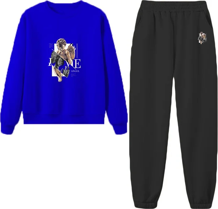 دوغ فش Tracksuit Set Oversize Lovewhatyoudostreetwear Printed Tracksuit Set,lover,couple Combination Navy Blue
