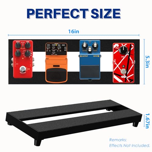 AYCRIT Mini Guitar Pedal Board, Aluminum Alloy 0.9lb Small Effect Bass Pedalboard, 16 * 5.3in, With Pedals Mountain Tape, Power DC Cable, Cable Tie - Image 3