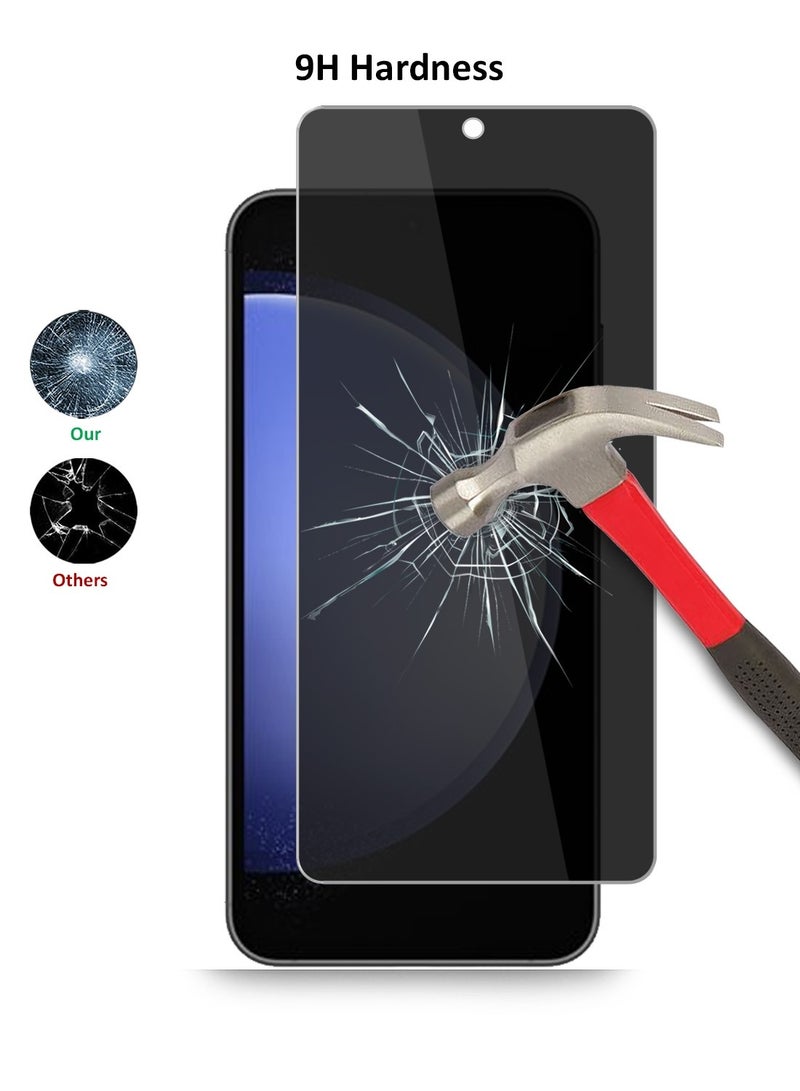 Techie 2 Pack HD Privacy Tempered Glass Screen Protector for Samsung Galaxy S23 FE - Anti Bubbles 9H Hardness 0.33 mm Rounded Edges Easy Installation  - Image 5