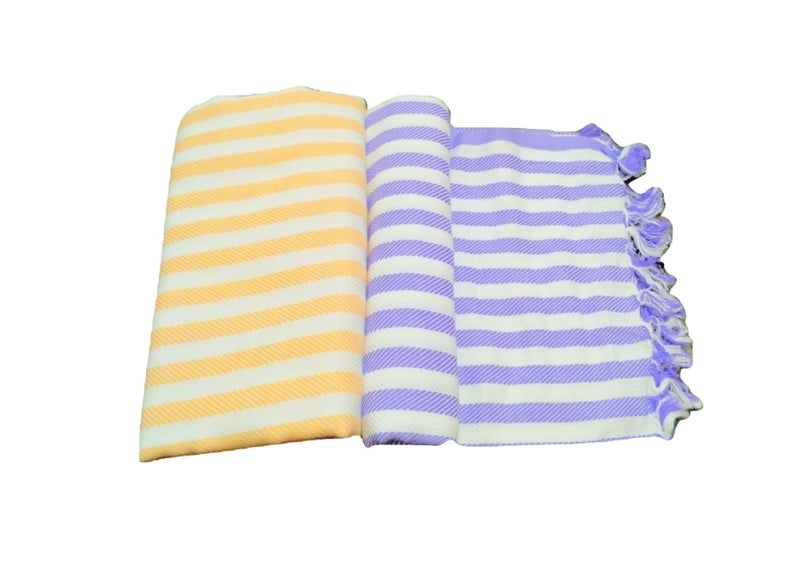 Cotton Colors Cotton Colors - 2 Striped Bath Towels - Standard Towel (60" * 30 ") (Super Water Absorbent, Very Thin, Light Weight, Soft & Easy to Dry)_D31  - Image 1