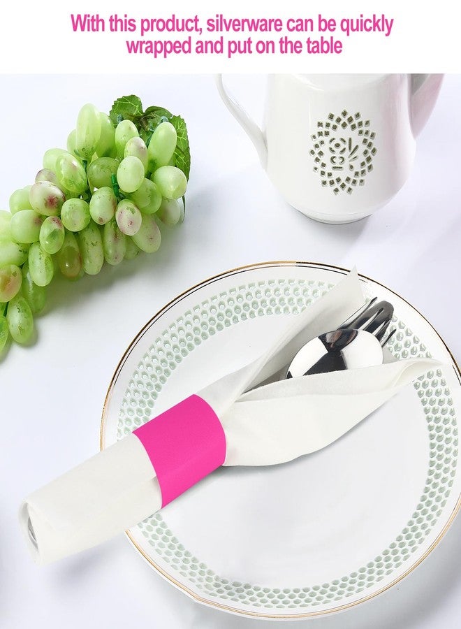 Germiwipe Pink Napkin Bands,Paper Napkin Rings Self Adhesive,Silverware Wraps Bands.Table Setting Event Party Supply (200pcs) NB-036 - Image 4