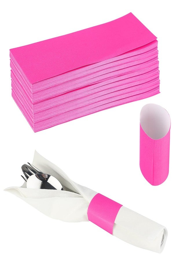 Germiwipe Pink Napkin Bands,Paper Napkin Rings Self Adhesive,Silverware Wraps Bands.Table Setting Event Party Supply (200pcs) NB-036 - Image 1