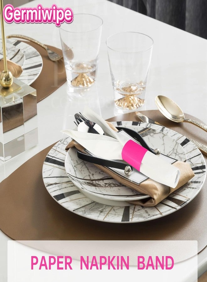 Germiwipe Pink Napkin Bands,Paper Napkin Rings Self Adhesive,Silverware Wraps Bands.Table Setting Event Party Supply (200pcs) NB-036 - Image 5