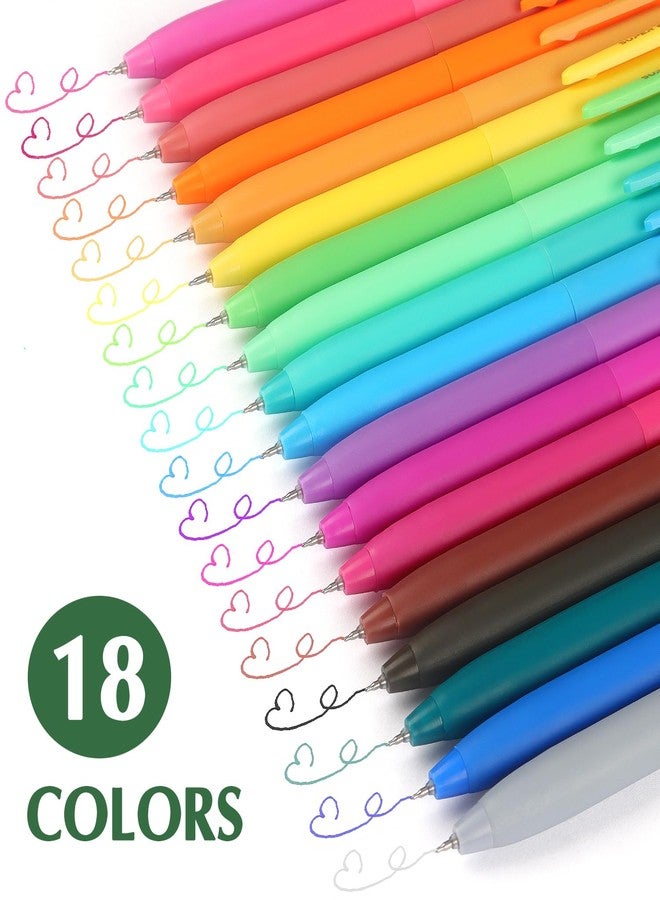 Bribobo Colored Gel Pens, 0.5mm Quick Dry Fine Point Smooth Writing Pens for Note Taking and Journaling, 18 PCS - Image 2