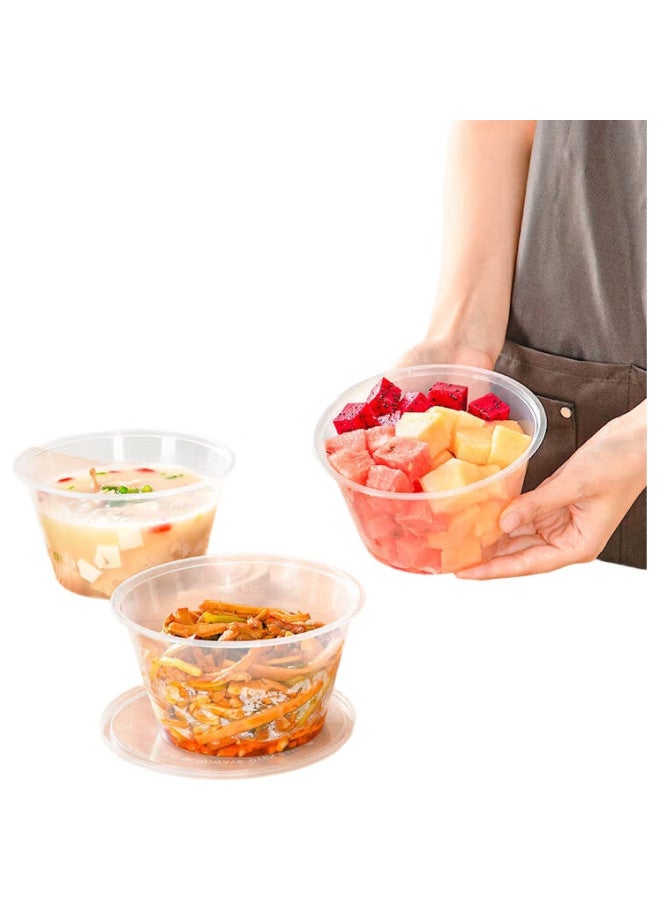 Temeiju Disposable Round Transparent Plastic Lunch Boxes, Thickened With Lids, Takeout Containers, Tableware, 20 Sets, 1000 Model - Image 3