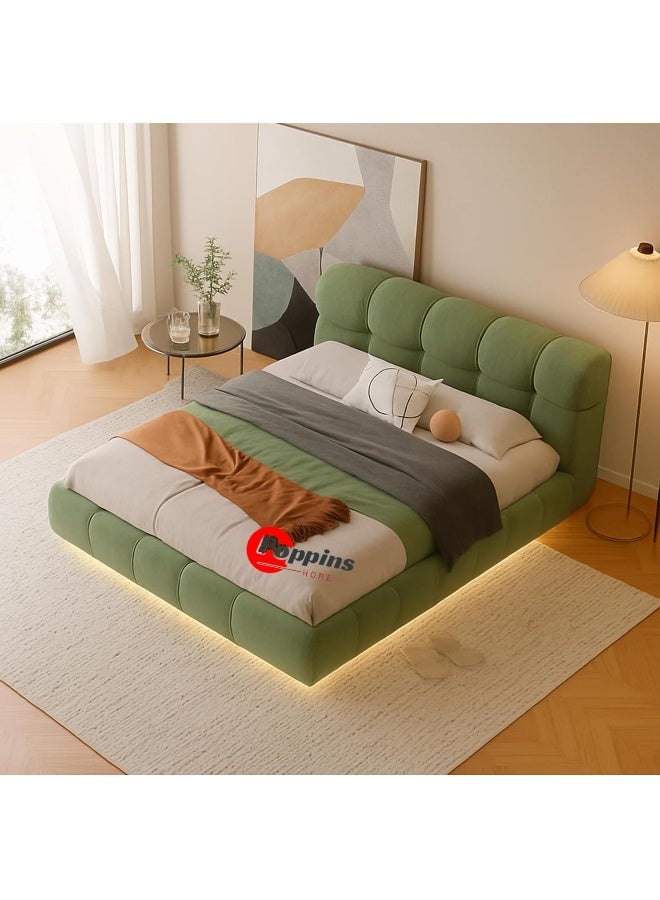 Zayn comforts Modern Upholstered LED Bed Frame with Tufted Headboard - Image 1