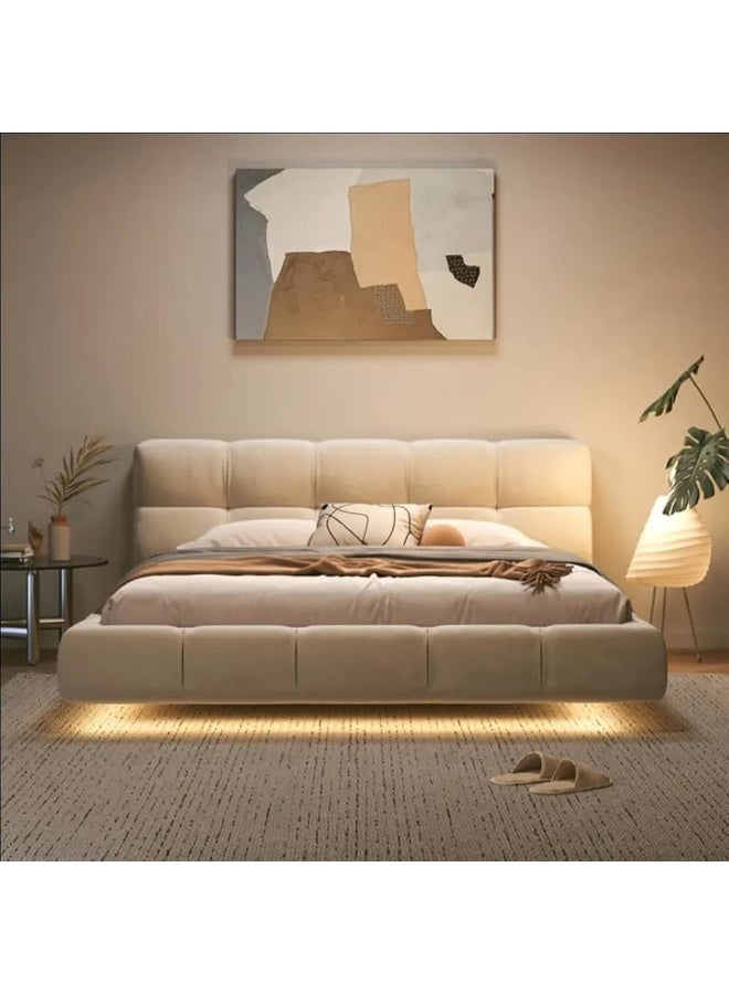 Zayn comforts Modern Upholstered LED Bed Frame with Tufted Headboard - Image 2