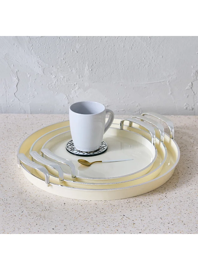 Home Box Orion 3-Piece Round Tray Set with Handle 41.7 x 3.5 x 39.2 cm
