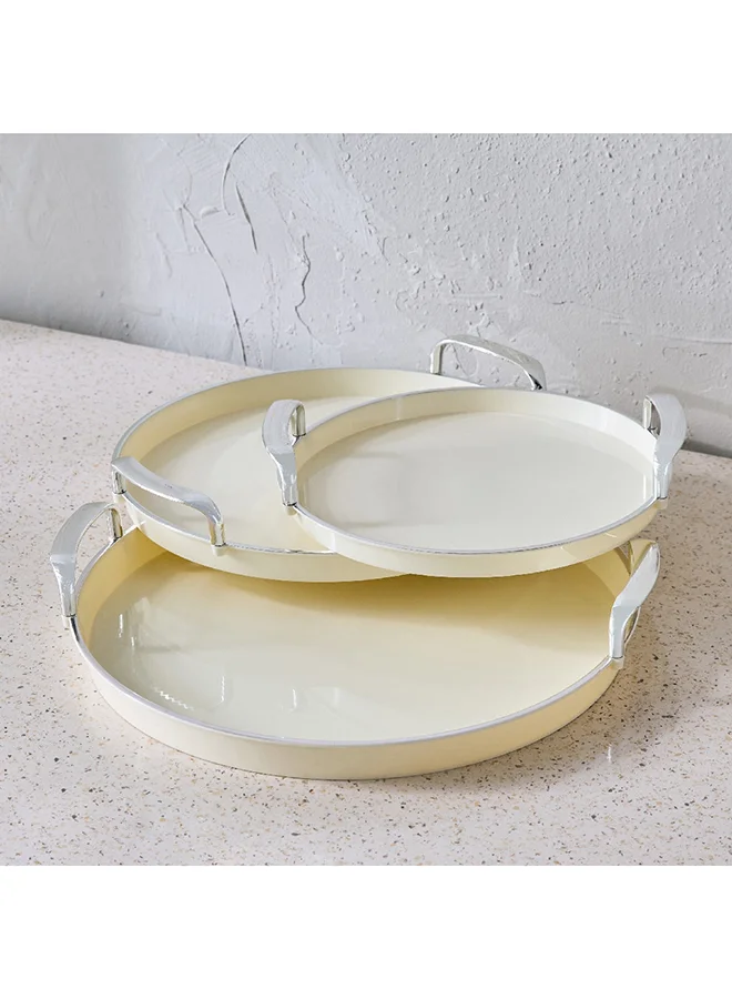 Home Box Orion 3-Piece Round Tray Set with Handle 41.7 x 3.5 x 39.2 cm