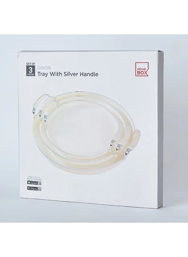 Home Box Orion 3-Piece Round Tray Set with Handle 41.7 x 3.5 x 39.2 cm