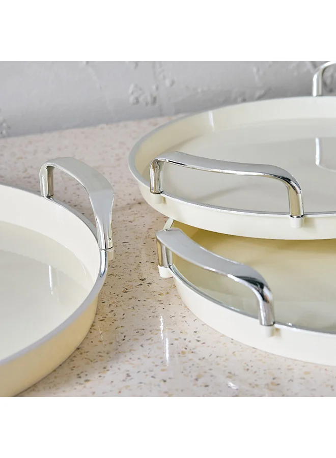 Home Box Orion 3-Piece Round Tray Set with Handle 41.7 x 3.5 x 39.2 cm