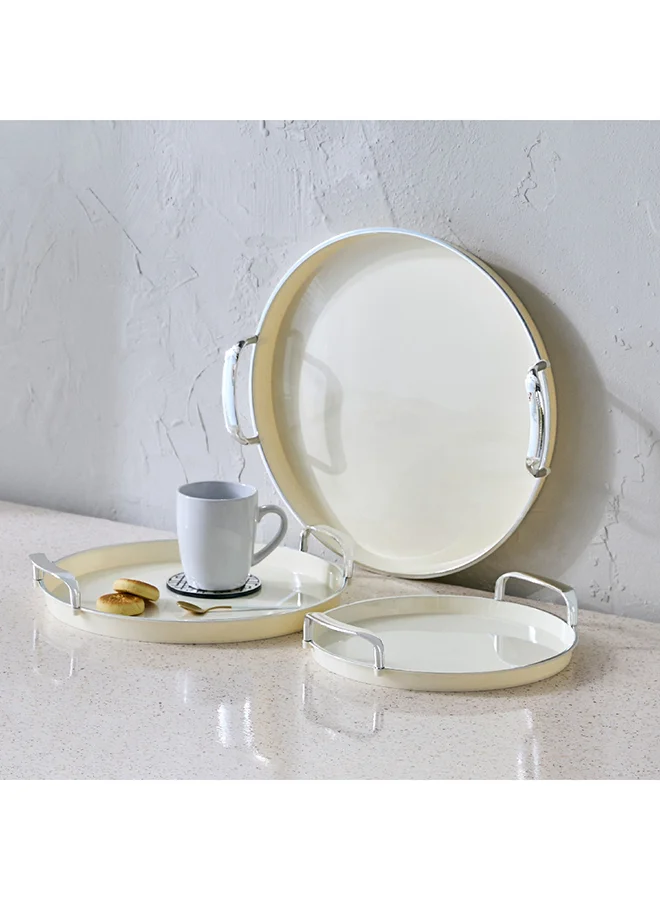 Home Box Orion 3-Piece Round Tray Set with Handle 41.7 x 3.5 x 39.2 cm