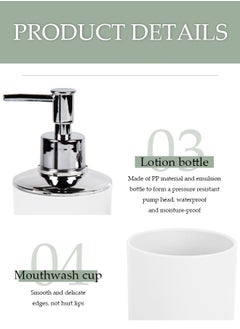 DUNISO 4 Pieces of Bathroom Accessories Set, Household Toiletries Set, Bathroom Storage Set,Sturdy and Durable，with lotion bottle, toothbrush holder, mouthwash cup, soap tray，Suitable for Family and Travel Use  - Image 4
