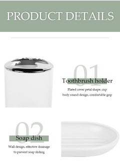 DUNISO 4 Pieces of Bathroom Accessories Set, Household Toiletries Set, Bathroom Storage Set,Sturdy and Durable，with lotion bottle, toothbrush holder, mouthwash cup, soap tray，Suitable for Family and Travel Use  - Image 3