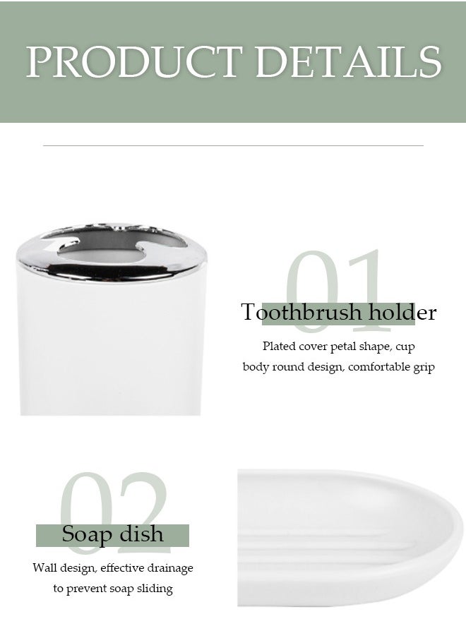 DUNISO 4 Pieces of Bathroom Accessories Set, Household Toiletries Set, Bathroom Storage Set,Sturdy and Durable，with lotion bottle, toothbrush holder, mouthwash cup, soap tray，Suitable for Family and Travel Use  - Image 3