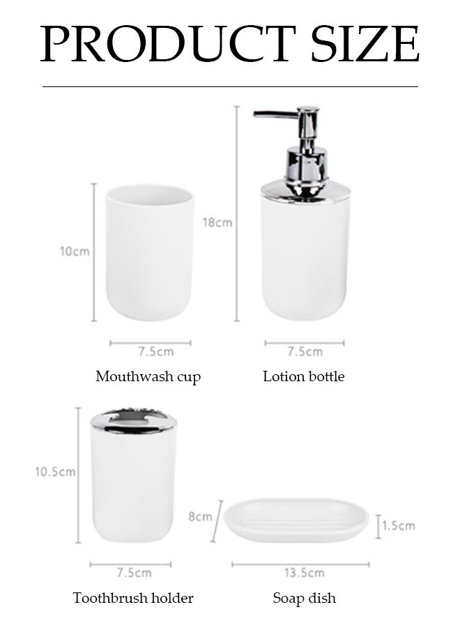 DUNISO 4 Pieces of Bathroom Accessories Set, Household Toiletries Set, Bathroom Storage Set,Sturdy and Durable，with lotion bottle, toothbrush holder, mouthwash cup, soap tray，Suitable for Family and Travel Use  - Image 2