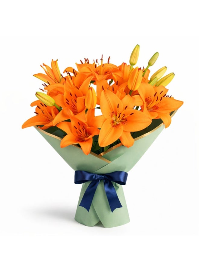 Kibsons Asiatic Lilies, Orange - 5 Stems , Netherlands - Image 1
