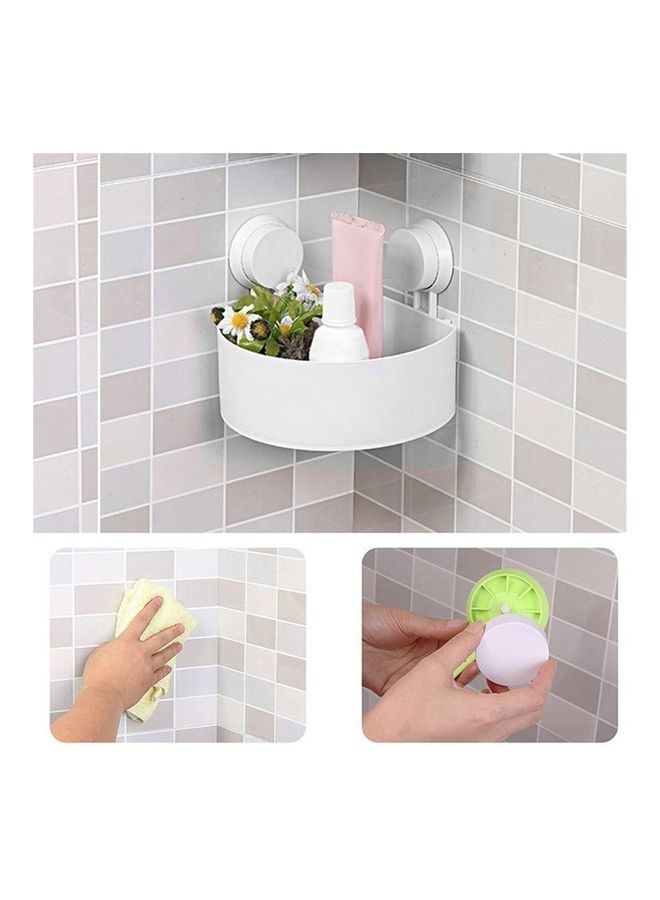 رف زاوية تخزين بلاستيكي للحمام بقياس 17.5x7.8سم أبيض - Image 1