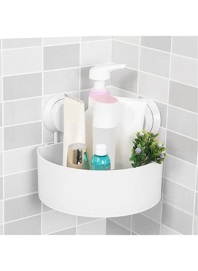 رف زاوية تخزين بلاستيكي للحمام بقياس 17.5x7.8سم أبيض - Image 2