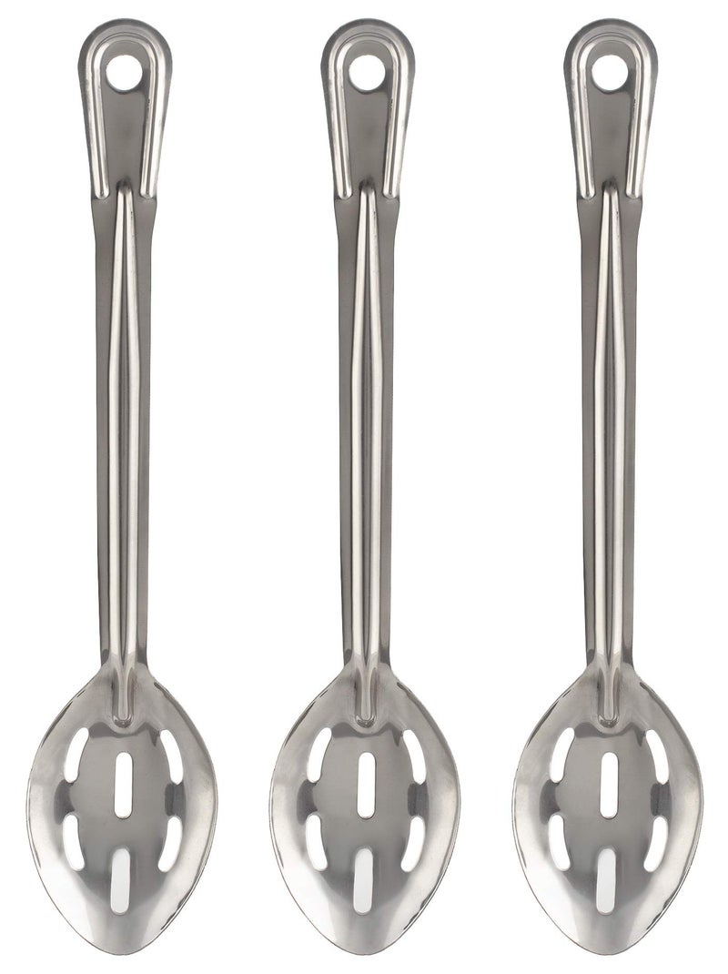 ملعقة فولاذية مقاومة للصدأ مثقوبة ملعقة تقديم مشقوقة للمطاعم ملعقة طهي معدنية كبيرة تجارية 3 قطع