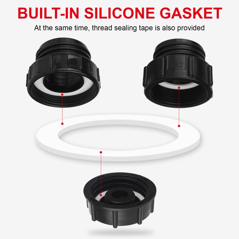VYH 275-330 Gallon IBC Tote Tank Adapter,3-Size IBC Tote Adapter, 2.44" Fineã€2 "Fine, and 2" Coarse Thread,1/2" Male NPT Threaded Inlet Ã—3/4" Male GHT Brass Hose Faucet Garden Hose Connector - Image 3