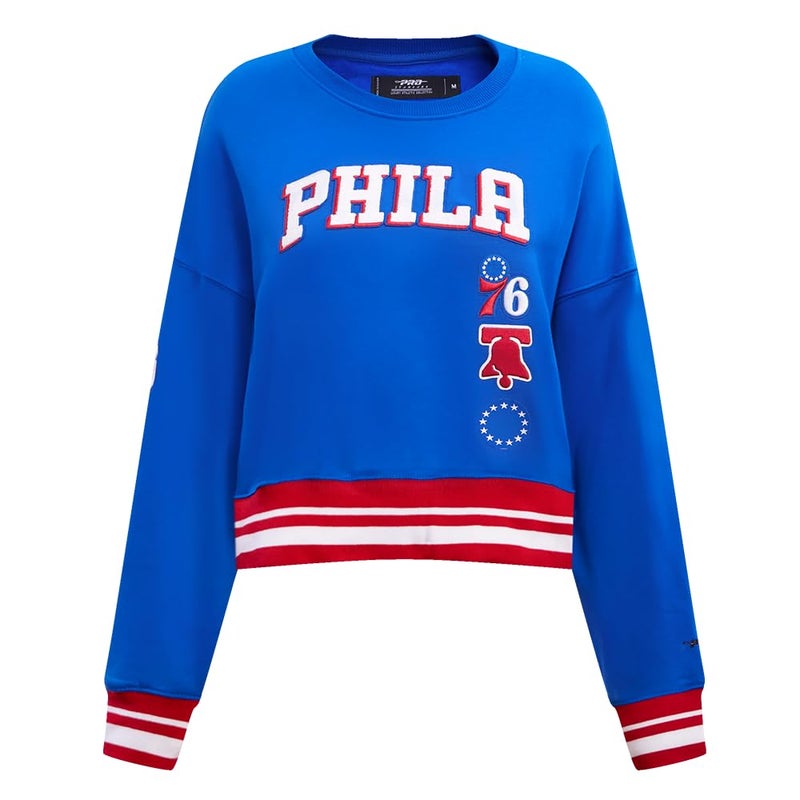 Pro Standard Womens NBA Philadelphia 76ers Retro Classics Crewneck Sweatshirt Royal Blue/Red M - Image 1