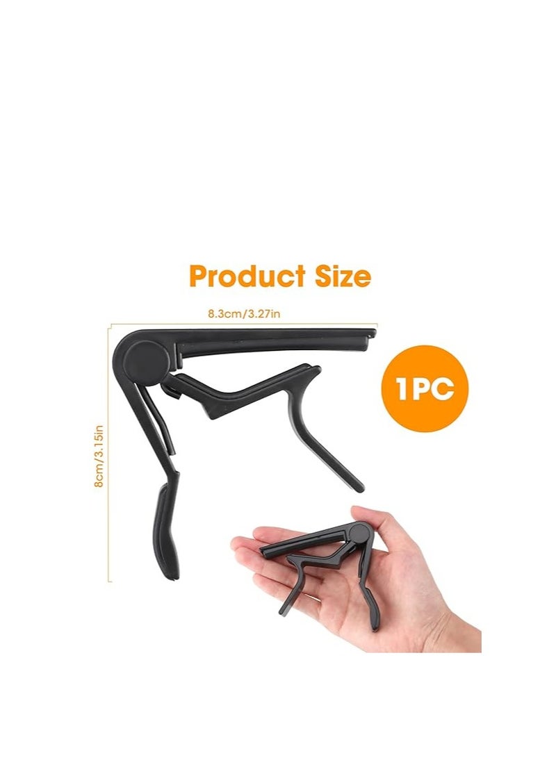 Generic Folk Guitar Capo, Electric and Acoustic Guitar Capo, Metal Aluminium Alloy Capo, Black Guitar Cover for Electric Folk Classical Ukulele  - Image 2