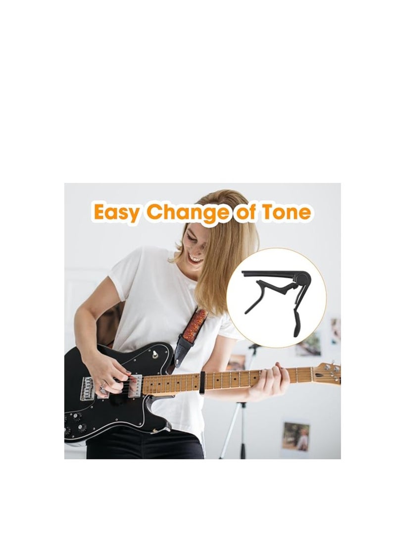 Generic Folk Guitar Capo, Electric and Acoustic Guitar Capo, Metal Aluminium Alloy Capo, Black Guitar Cover for Electric Folk Classical Ukulele  - Image 4