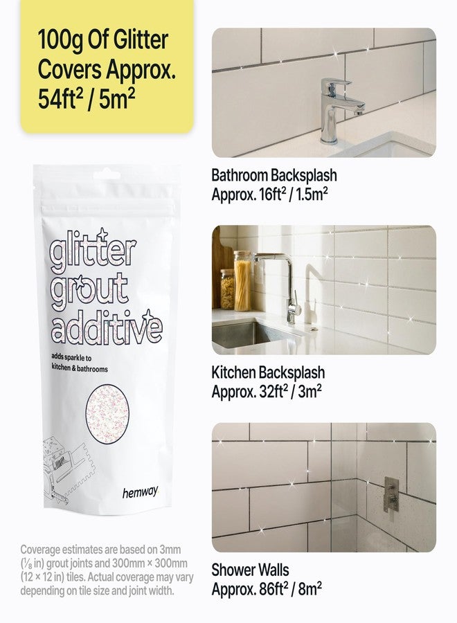Hemway | Glitter Grout Tile Additive 100g for Tiles Bathroom Wet Room Kitchen | Easy to use - Add/Mix with Epoxy Resin or Cement Based Grout | Temperature Resistant (Mother Of Pearl) - Image 5