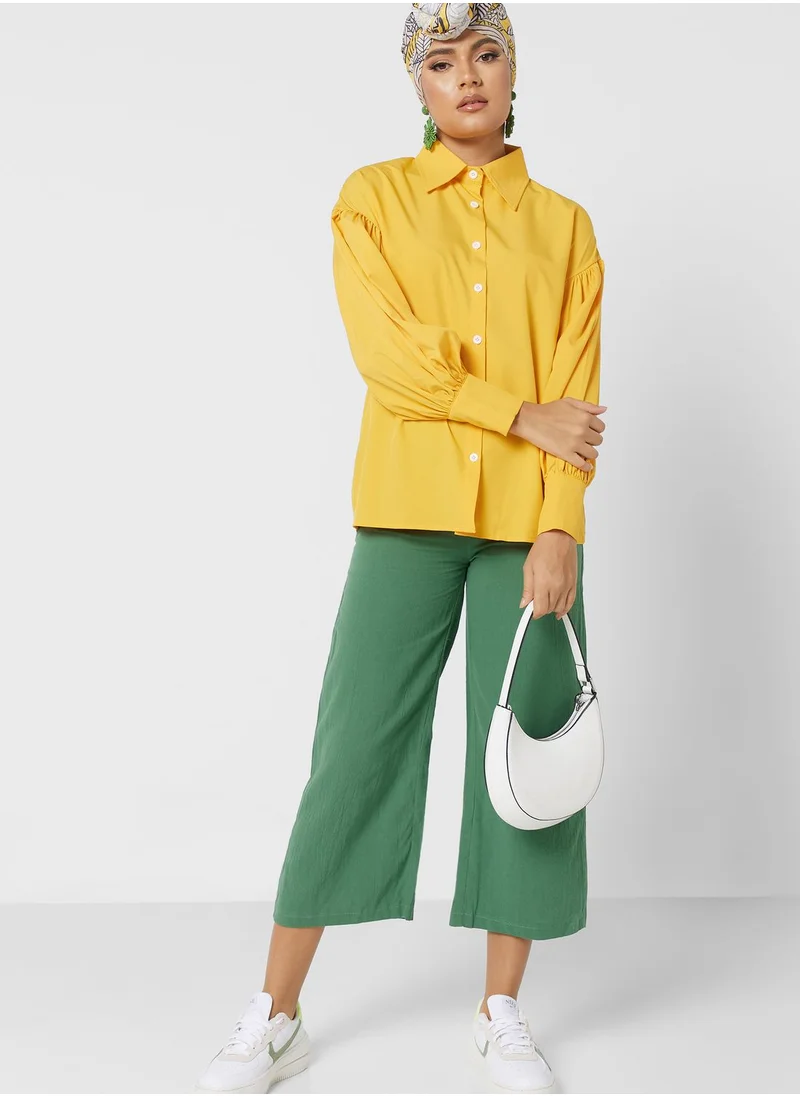 Khizana Puff Sleeve Button Down Shirt