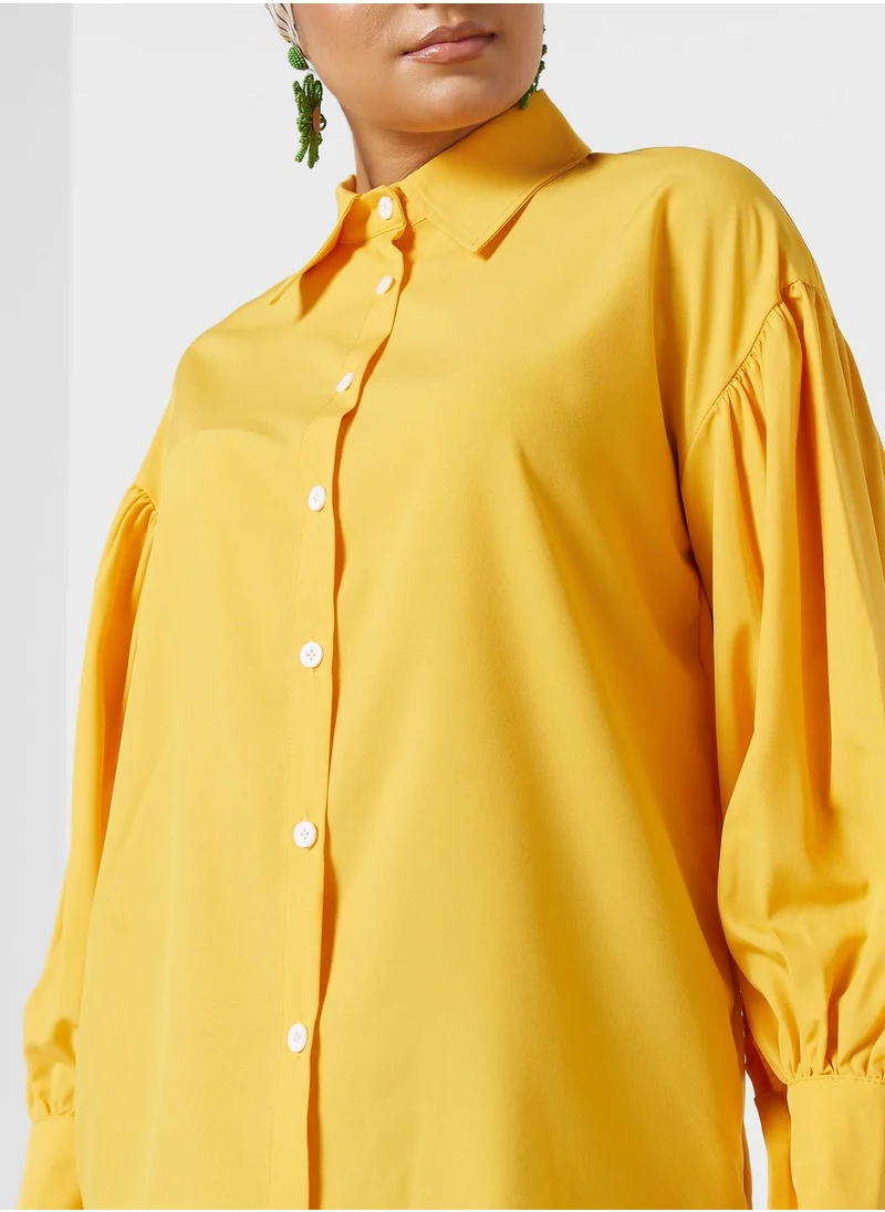 Khizana Puff Sleeve Button Down Shirt