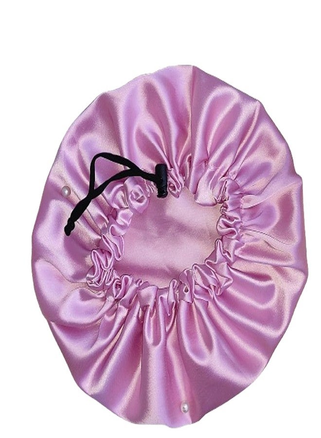SOHAM SHREE ᵀᴹ Handmade Pure Satin Fully Reversible Luxuries Hair Bonnet Sleep Cap | Adjustable Reversible Double Layer Large Sleep Cap for Women Girls(Pink) - Image 1