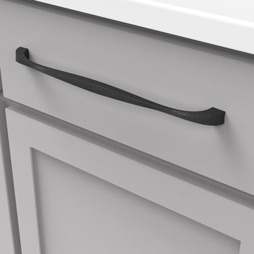 Hickory Hardware 1 Pack Solid Core Kitchen Cabinet Pulls, Luxury Cabinet Handles, Hardware for Doors & Dresser Drawers, 12 Inch Hole Center, Black Iron, Twist Collection - Image 3