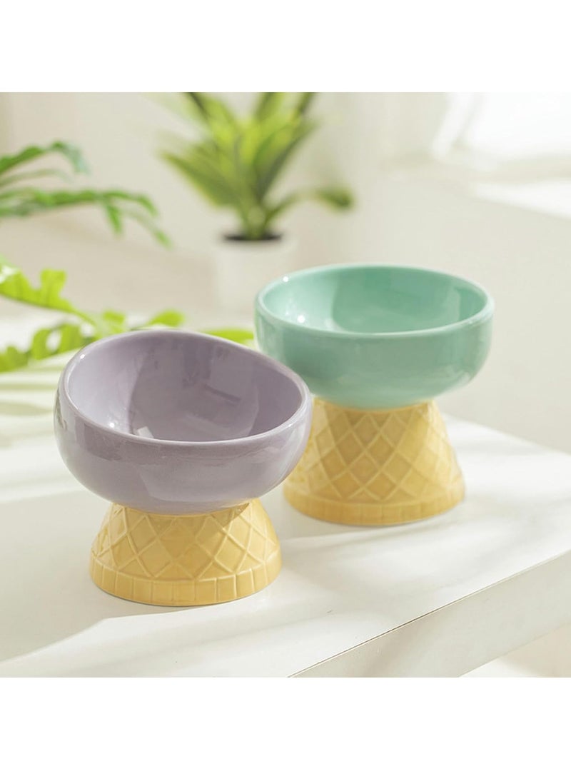 Cute Ceramic Cat Bowl, Protect The Cervical Vertebra, Drinking Water, Pet Supplies, Anti-Turnover Dog Food Bowl (Pink Oblique Mouth) - Image 2