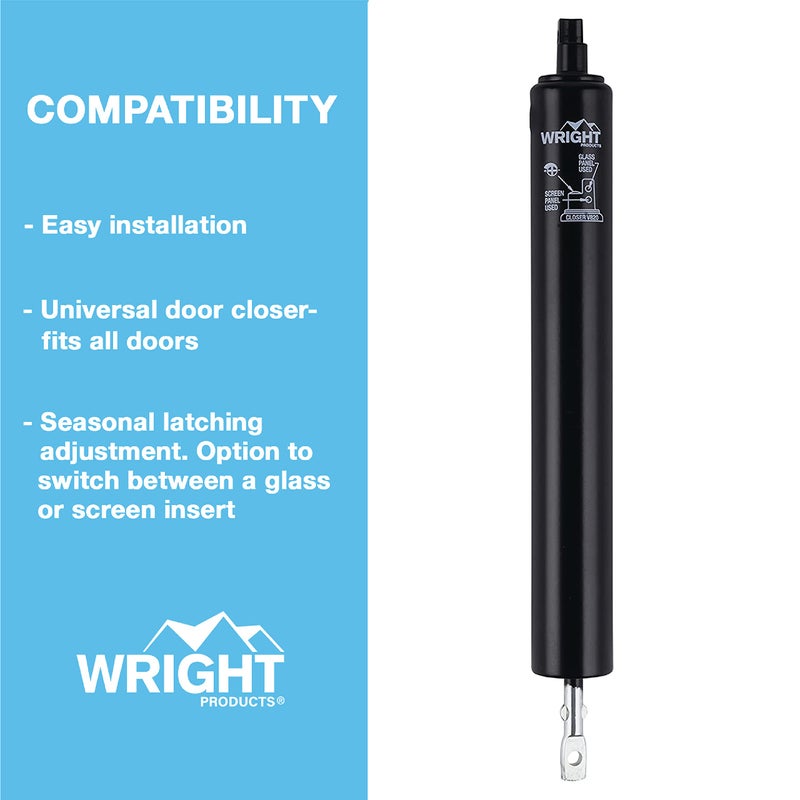 Wright Products Wright Products - Light Duty Pneumatic Screen and Storm Door Closer, Black  - Image 5