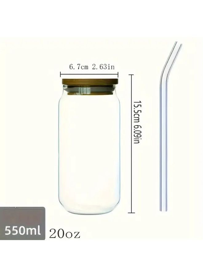 4pcs Set High Borosilicate Glass Cups With Bamboo Lid And Straw 21 3 Ounce - Image 3