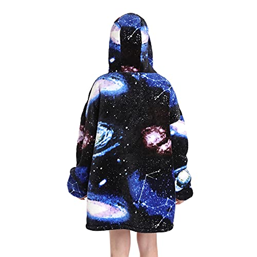 DESERT HOME Deserthome Wearable Blanket Hoodie for Kids 6-12YR Oversized Animal Hooded Blanket Super Soft Comfortable Warm Flannel Black Universe - Image 4