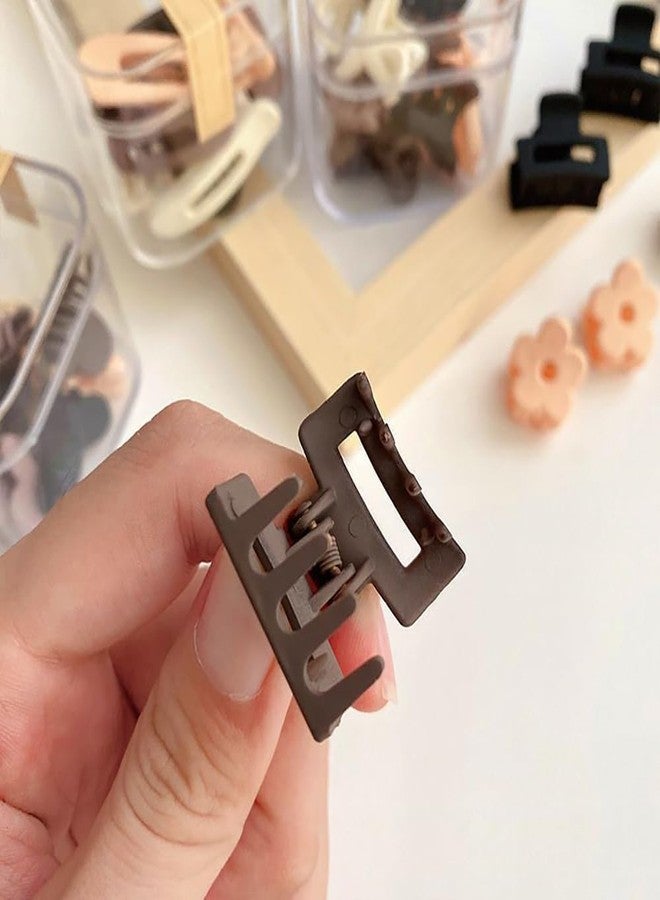GSHLLO 20 Pcs Matte Rectangle Claw Clips Small Mini Bangs Hair Clips Hollow Hair Barrettes Non Slip Hair Clamps Decorative Jaw Clips for Women Girls - Image 5