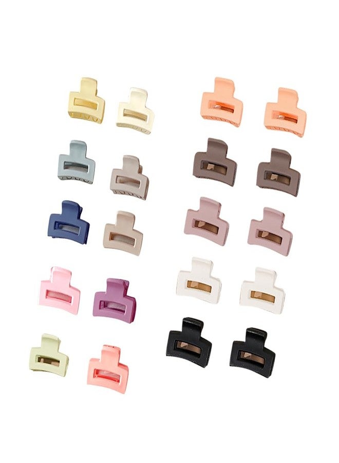 GSHLLO 20 Pcs Matte Rectangle Claw Clips Small Mini Bangs Hair Clips Hollow Hair Barrettes Non Slip Hair Clamps Decorative Jaw Clips for Women Girls - Image 1
